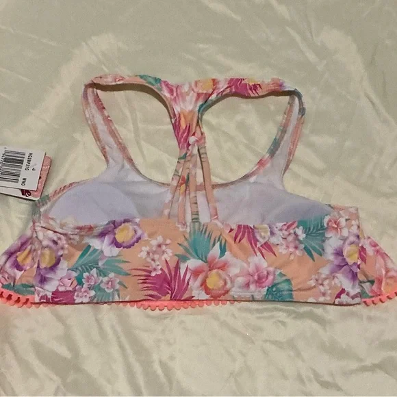 Hobie Girls Floral Peach Racer Back Two-Piece Swimsuit Set - Picture 3 of 5
